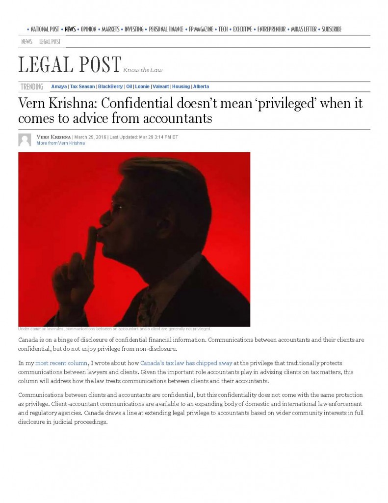 Vern Krishna_ Confidential doesn’t mean ‘privileged’ when it comes to advice from accountants _ Financial Post_Redacted_Page_1